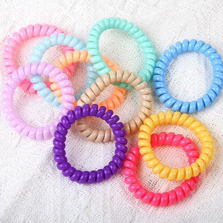 Wholesale 10pcs/set Telephone Scrunchies Ponytail Hair Tie High Elastic Plastic Hair Rope Hair Accessories