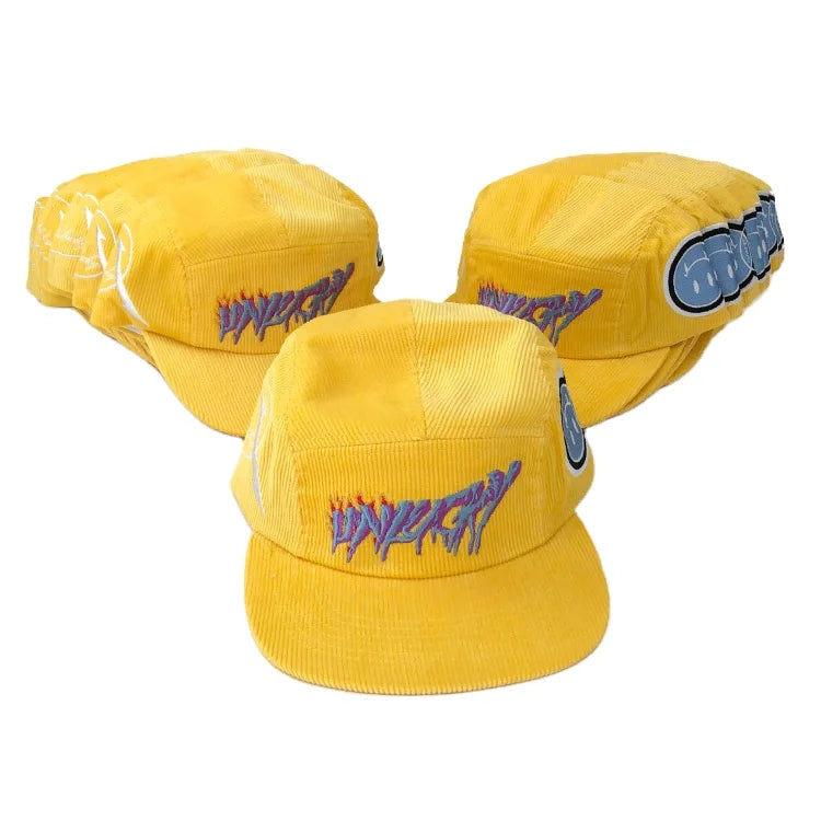 Wool 5 Panel Camp Hat Camping Hat Leather Custom Label 5 Panel Camping Hat