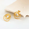 New Design Stainless Steel Geometric Lines Zircon Stud Earrings for Women Girls Pendientes De Acero Inoxidable