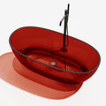 Transparent Freestanding Soaking Bath Tub Stone Resin Flatbottom Solid Surface Amber Resin Tub Pure Resin Bathtub