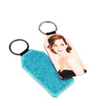 Qualisub Personalized PU Leather Keychain Blank Sublimation Keychain Back Glitter Sublimation Keychains for Custom Print