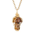 MIENTER  Gold Wrap Crystal Pendant  Necklace Jewelry Healing Natural Stone Mushroom Necklace for Women