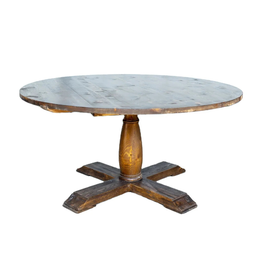 Creative Indoor Outdoor Farmhouse Wedding Round Table Wood Rustic Restaurant Dining Table