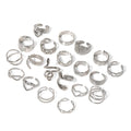 Fashion Simple Heart Chain Geometry Stainless Steel Open Adjustable Ring for Women Jewelry
