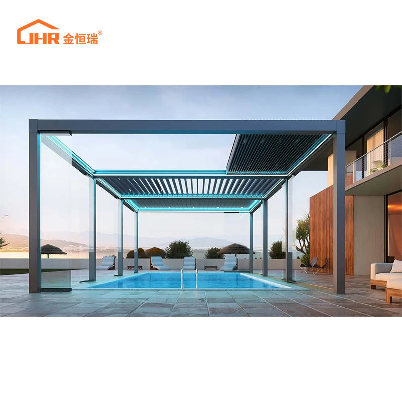 Origin Customized Aluminum Frame Parking Powder  Metal Material Port Shade Pergola Kit With Screen Outdoor