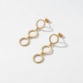 QIAOREN 11856 Trendy Triple Circle Dangle Earrings Stainless Steel Gold Geometric Hollow Ring Drop Earrings for Women US EU