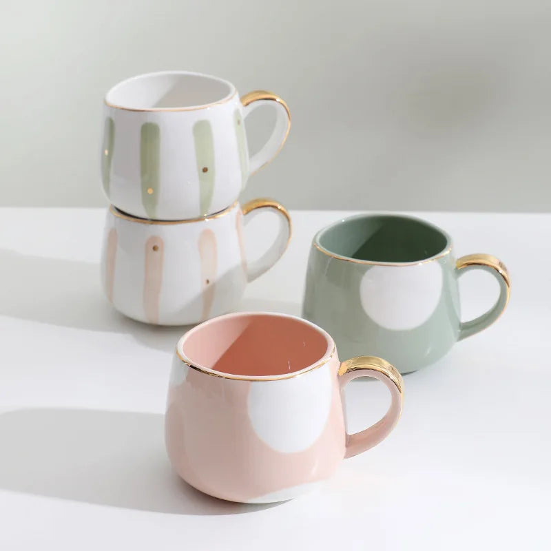 Solhui Ceramic Coffee Mug Breakfast Milk Mug Water Cup Home Office Drink Nordic Style Cup Irregular Rim