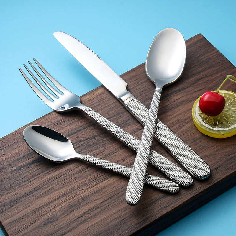 Luxury 4-Piece Stainless Steel Cutlery Set Food Grade & Easy Cleaning Customized Packing/Logo for Weddings and Hotels