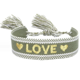 Woven Couple Bracelet Letter Embroidered Wrist Strap Tassel Zircon Bracelet Logo Fashion Men's and Women's Woven Strap