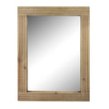 61*46cm Simple Natural Wood Hanging Wall Mirror Medium Brown Bath Wall Mirror with Low Price DDP