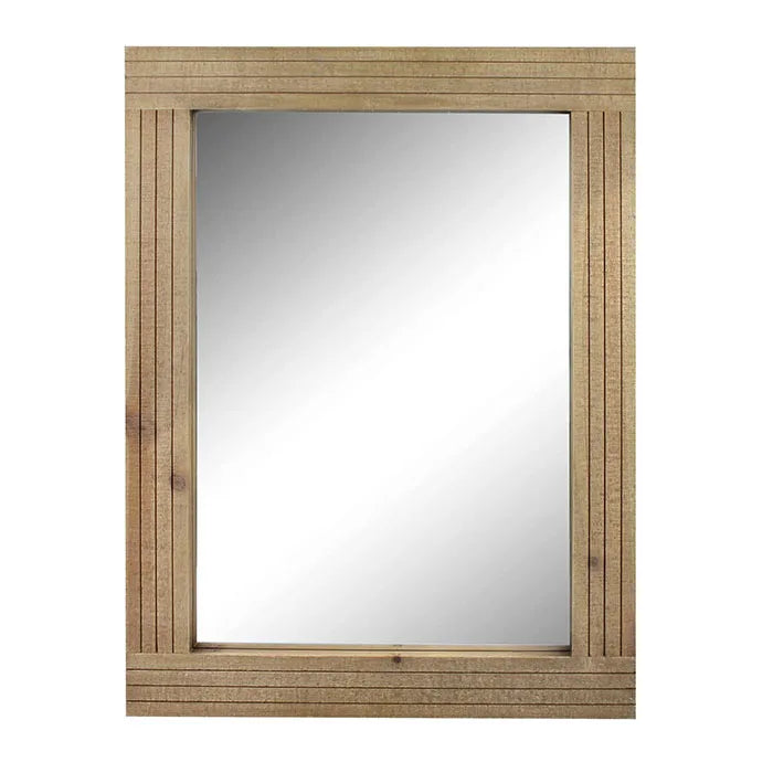 61*46cm Simple Natural Wood Hanging Wall Mirror Medium Brown Bath Wall Mirror with Low Price DDP