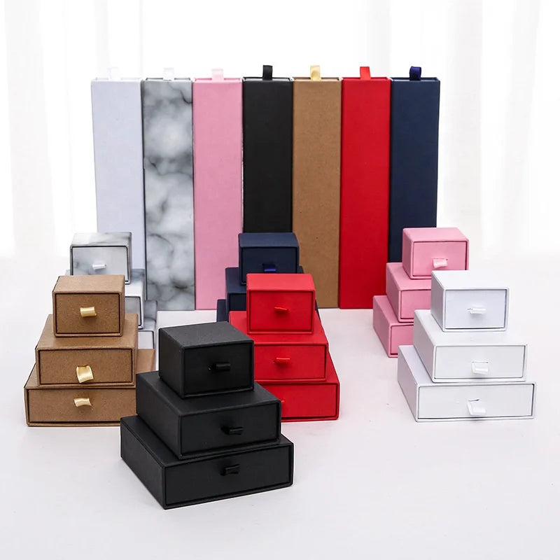 Necklace & Ring Custom Luxury Square Embossed Paper Jewelry Box with Logo Printed Custom Size