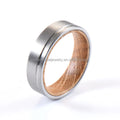 Custom 6mm Flat Offset Grooved Silver Wedding Band Whiskey Barrel Wood Inlay Tungsten Ring Men Women 8mm Engagement Parties