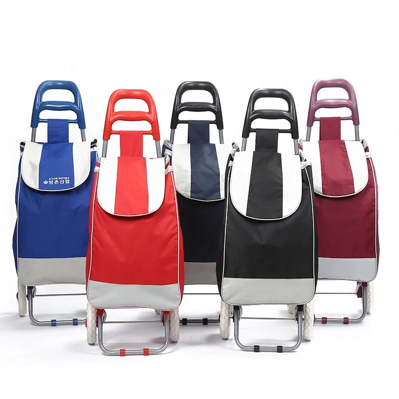 Custom Foldable Grocery Shopping Cart Trolley Shopping Bag With Wheels Rolling Personal Handtruck