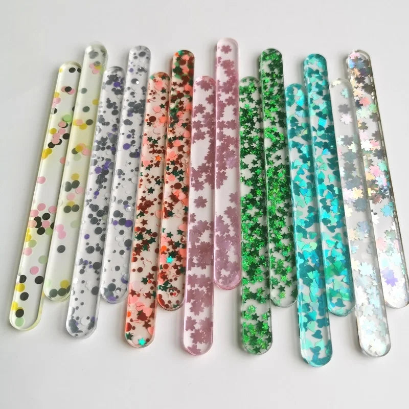Custom Acrylic Popsicle Sticks Disposable Sustainable Dessert Tool for Cake Decoration Number Shape Packaged in OPP Bag