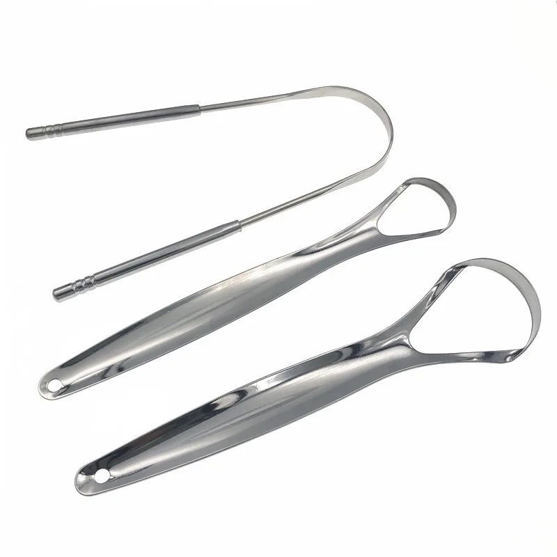 Oral Care Anti Halitosis Stainless Steel Tongue Scraper Cleaner Dental Mirror Silver/Rose Pink/Gold Custom Logo Option Metal
