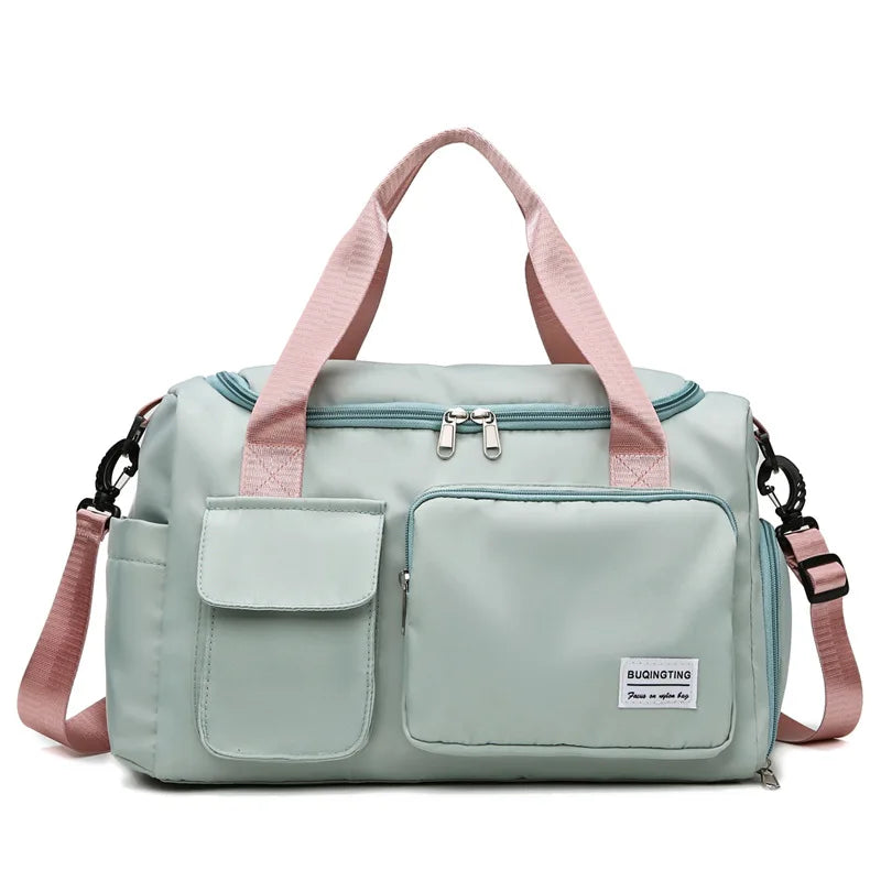 Fashionable Nylon Waterproof Women's Sports Fitness Gym Duffle Bag Hand Luggage & Travel Bags Zipper Closure Customizable Color