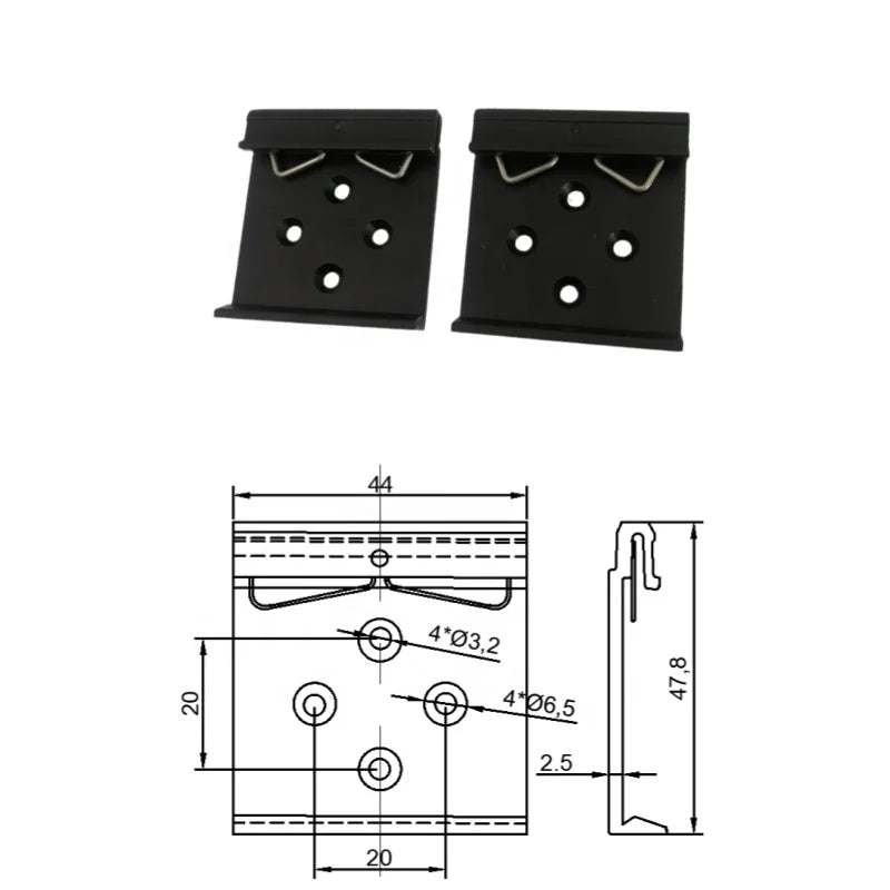 44mm Wide Aluminum Alloy Cross 4-Hole Power Switch Guide Rail Clip with Snap Hook Deduction Humidifier Guide Rail Clip