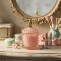 Wholesale Luxury Christmas Decorations Empty Colored Glass Candle Jars with Glass Lids for Wedding Decorations