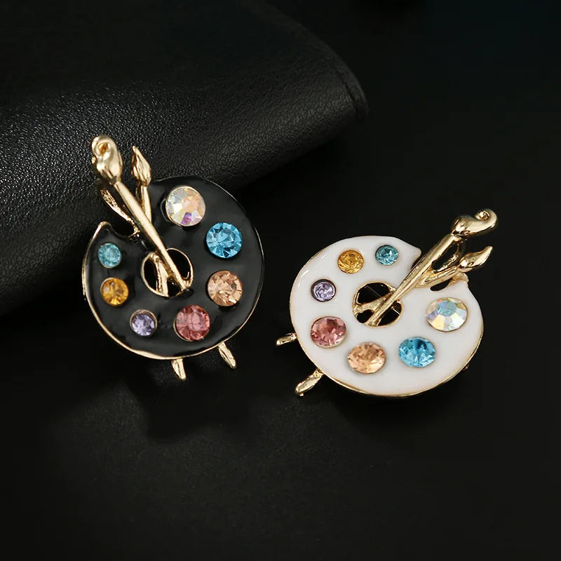 Colorful New Draw Palette Creative Rhinestone Lapel Enamel Pins 2 Colors Available Suit Accessories