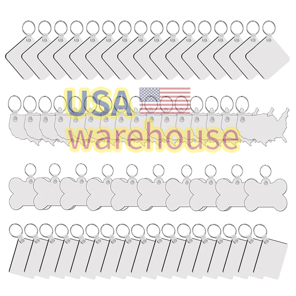 Sublimation Keychain Blanks Double Sided MDF Wood USA WAREHOUSE Wooden Key Chain Custom logo Sublimation Blank Keychain