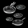 7 Pieces Hex Hybrid 3-ply Stainless Steel Honeycomb Bottom Non-stick Cooking Pot Household Kitchen Cookware Set with Glass Lid