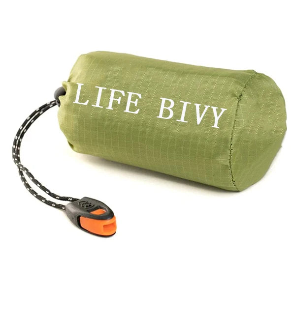 Emergency Sleeping Bag with Survival Whistle Bivvy Camping Blanket for Hiking & Outdoor Adventures