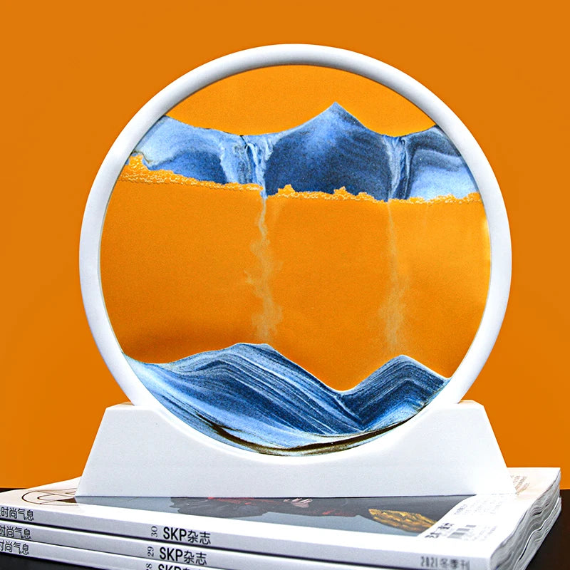 Modern Rotating Portable Glass Hourglass Sand Art with White Frame-Durable & Long-lasting Birthday/Christmas Gift