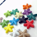 Wholesale Starfish Shaped Porcelain Beads Loose Clay Ceramic Jewelry Findings in White Blue Red Pink Mixed Colors