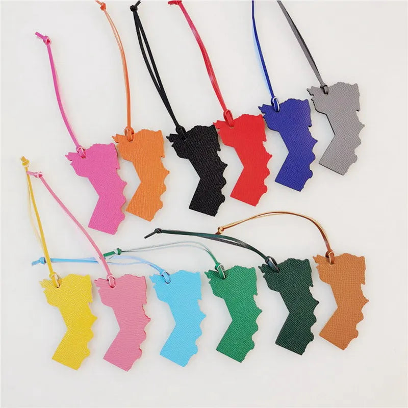 Wholesale Custom Made Genuine Natural Leather Oman Map Keychain Ladies Backpack Pendant Women Bag Charm