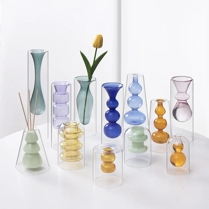 Transparent Glass Vase for Modern Home Decor Tabletop Flower Arrangement with Water Culture Storage for Living Room 115