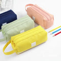 Logo Customize Large Capacity Double Layers Canvas Portable Pencil Case Multi-Functional Stationery Pens Bag