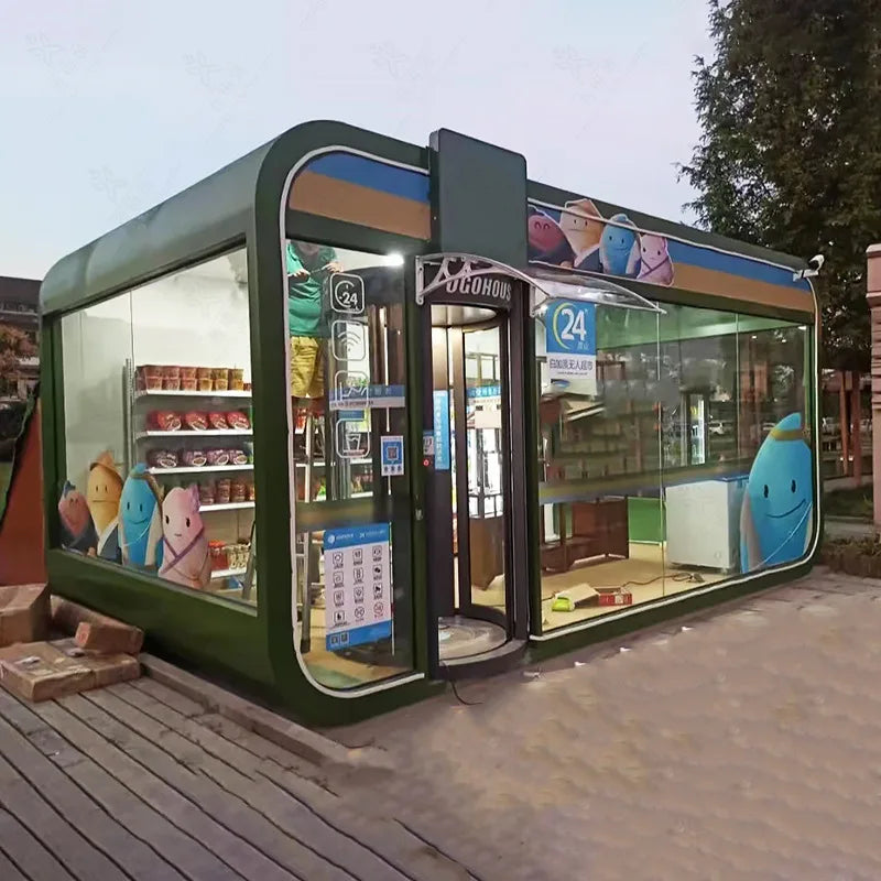 Outdoor Mobile Koisk for Ice Cream Bubble Tea Portable Trailer Bar Tiny House Container Capsule Houses Shops Office