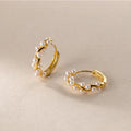 Daidan Huggie Earrings 925 Sterling Silver Trendy Twisted Wrap Pearl Gold Plated Beaded Earrings MegaBDM