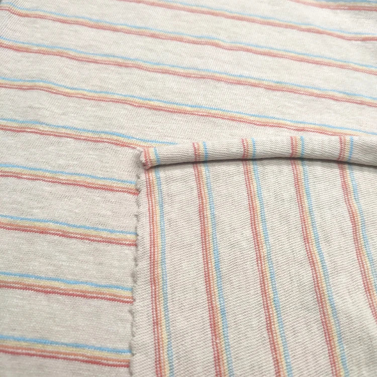 22018B-Factory Wholesale 55% Hemp 45% Organic Cotton Stripe Terry Fabric Yarn Dyed Lightweight Soft Fabric for Clothing