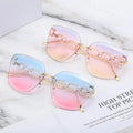 2023 Fashion Women Oversized Gradient Color Metal Frame Uv400s Sunglasses Retro Vintage Rimless Sunglasses