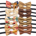 New Cork Wood Fashion Bow Ties Vintage Floral Print Wooden Bowtie Novelty Handmade Butterfly Wedding Party Neck Wear Accessories