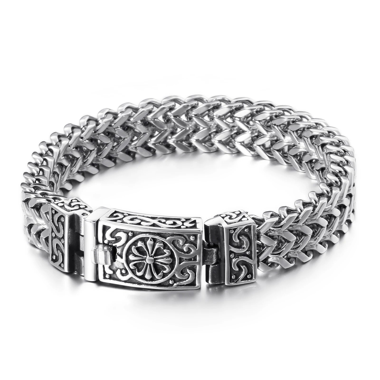 KALEN Personality Punk Double Chain Stainless Steel Bracelet Man