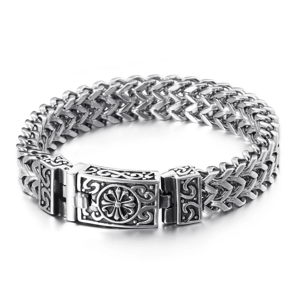 KALEN Personality Punk Double Chain Stainless Steel Bracelet Man