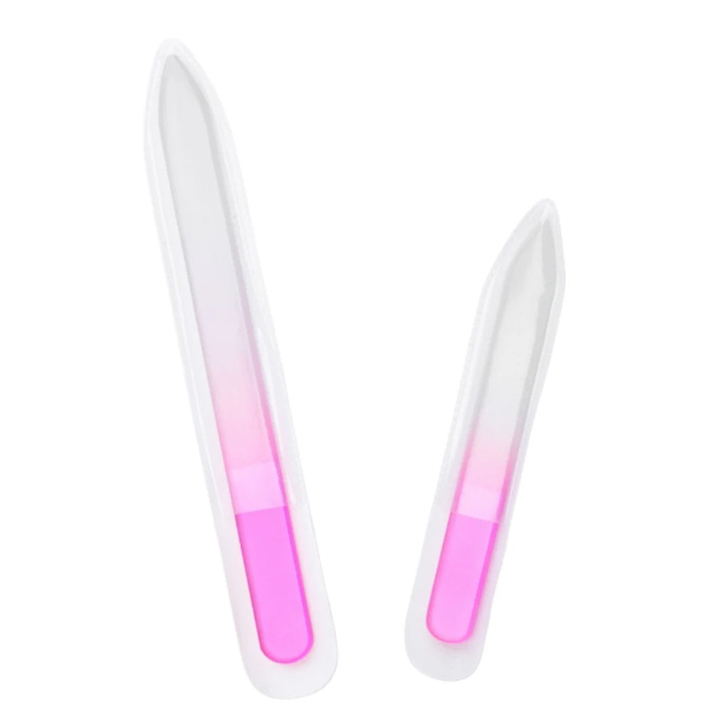 Custom colorful double side etched glass nail file sand sprayed crystal fingernail file