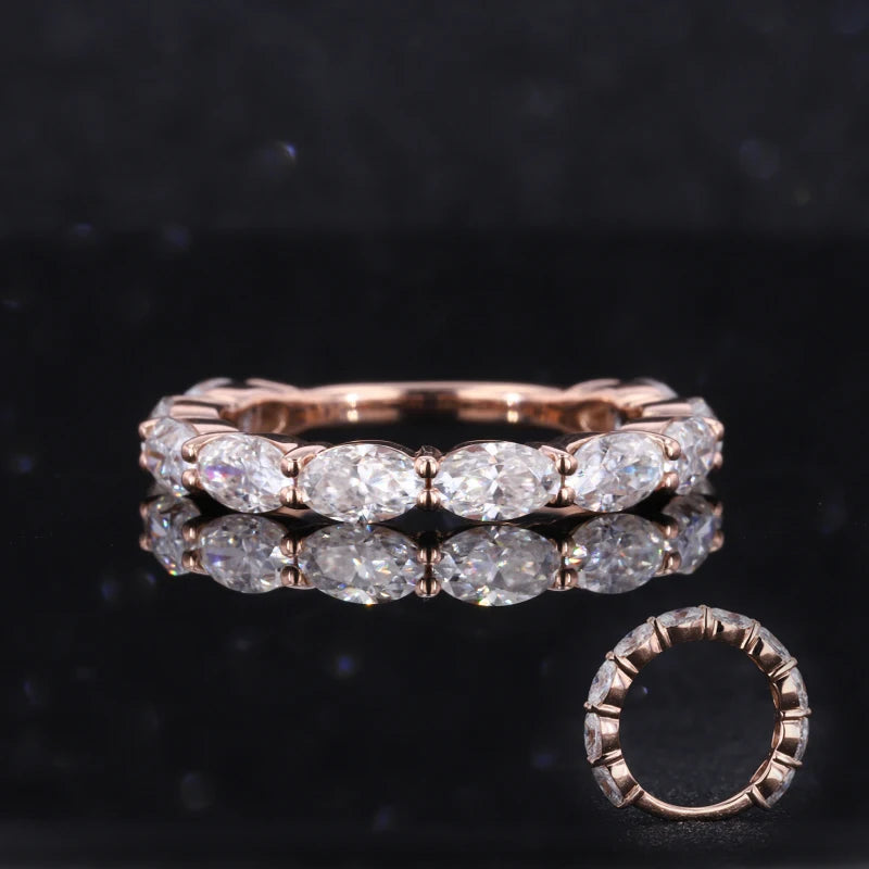 Lovely Girl Jewelry Oval 3x5mm Moissanite Stone 10k 14k 18k  Solid Gold Band Ring