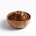 Classical Handmade Natural 25cm Anti-scald  Acacia  Wood  Soup Rice Salad Bowl