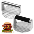 Stainless Steel Burger Press Round Smasher Non-Stick Smooth Hamburger Press Flat Bottom Bacon Grill Top Griddle Silicone Handle