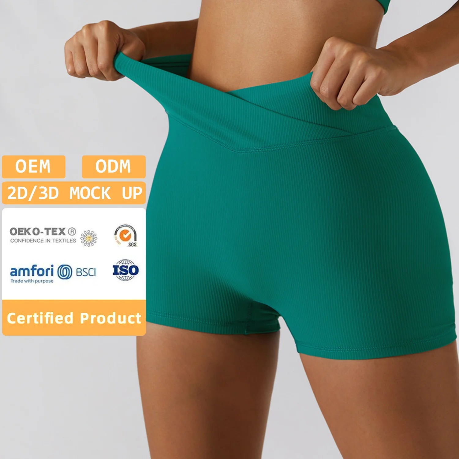 Wholesale Front Cross Waist Ladies Scrunch Butt Leggings Sports Tight Compression Athletic Booty Gym Fitness V Cut Yoga Shorts