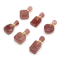 Hongzhuo Natural essential oil diffuser perfume bottle strawberry quartz pendant jewelry for necklace crystal
