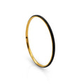 Chris April in Stock Minimalist 316L Stainless Steel PVD Gold Plated Enamel Black Colored Bangle Bracelet