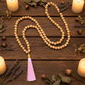 NW1011 Bohemian Yoga 108 Wooden Mala Bead Necklace Silk Tassel Layered Long Beaded Necklace for Women Meditation & Everyday Wear