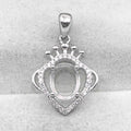 Sterling Silver 8*10mm Semi Mount Pendant Empty Frame Blank Support Setting S925 Base Holder Without Center Stone for DIY Inlay