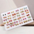 Fashion Mixed Styles Rhinestone Sun Flower Pearl Earrings Geometric Animal Plastic Stud Earrings Set for Women Girls Jewelry