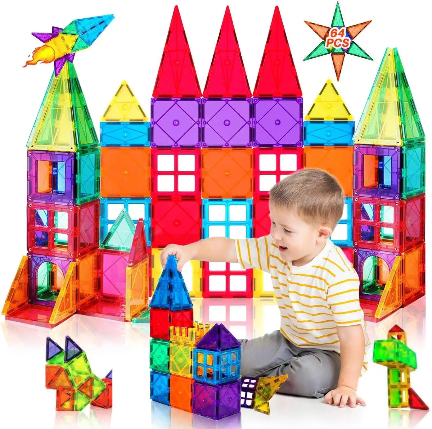 83pcs Magnetic Building Blocks Magnetic Toys for Kids Learning Magnet Toy Set Kids' STEM Learning Toy Gift Creativity for Kids